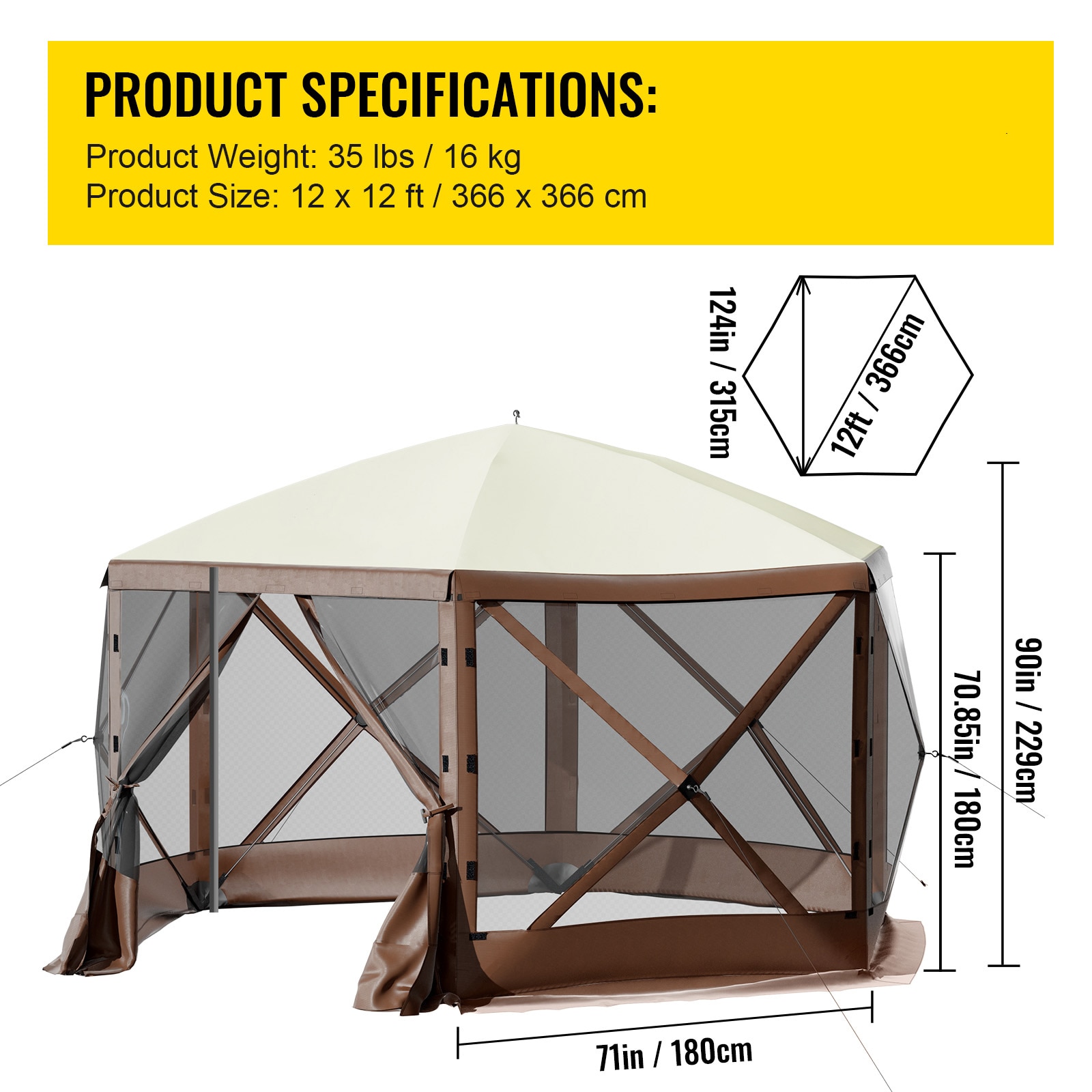 Camping Gazebo Pop-up Screen Tent For Garden And Backyard Shade_voghion.com